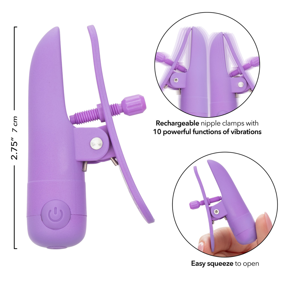 multi-use designer clamps. They feature a high intensity wireless motor with an easy push button control. The silky smooth Satin Finish is waterproof for use everywhere. Clamps measure 2.75" (7 cm.) in length. The clamps are ABS with PU Cote