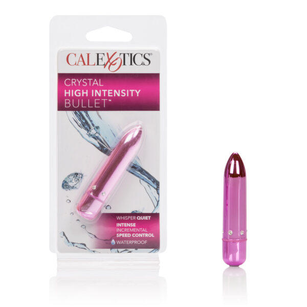 Smooth seamless and discreet bullets adorned with fine white crystals Incredibly intense power Whisper quiet New incremental speed control Luminous light Instant off feature