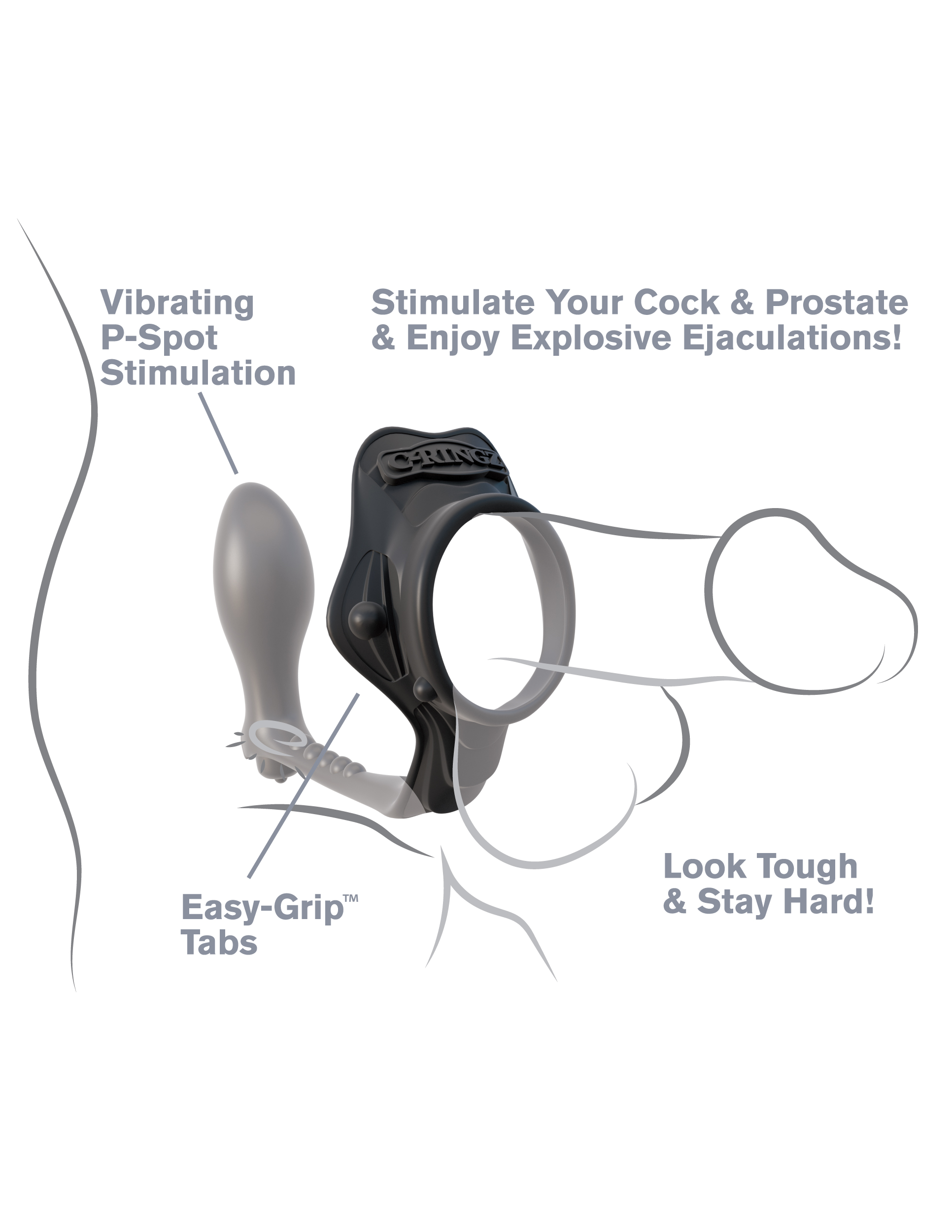 allowing you to prolong ejaculation and extend the fun while enjoying an incredible prostate massage. With the Rock Hard Ass-Gasm in your ass and the ring wrapped snug around your cock and balls