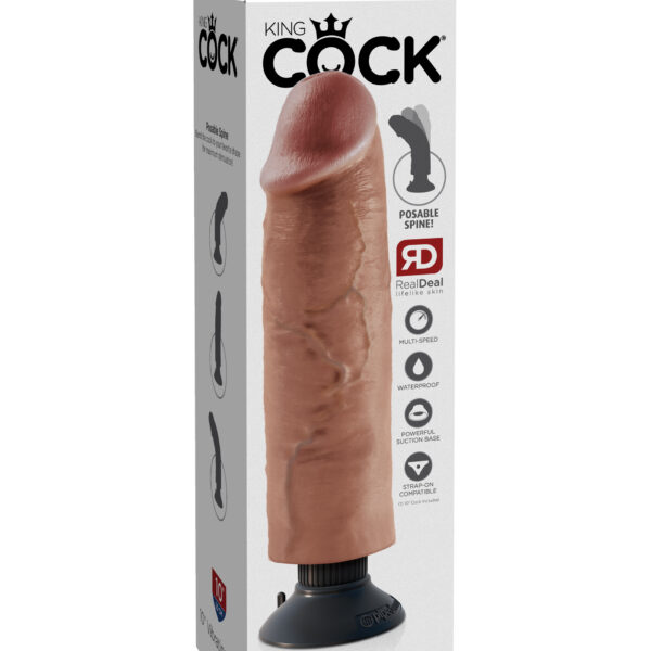 King Cock 10 Inch Vibrating Cock - Tan