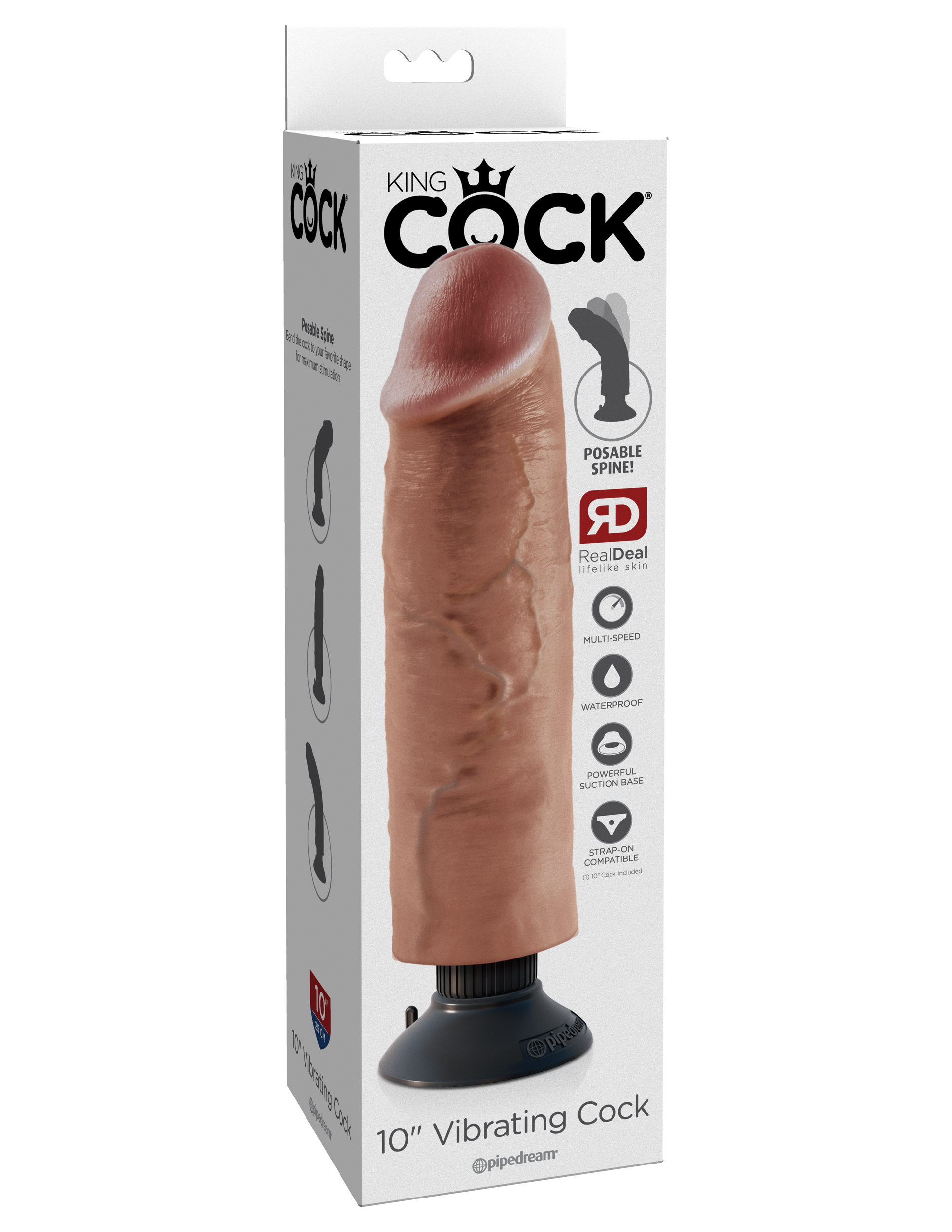 King Cock 10 Inch Vibrating Cock - Tan