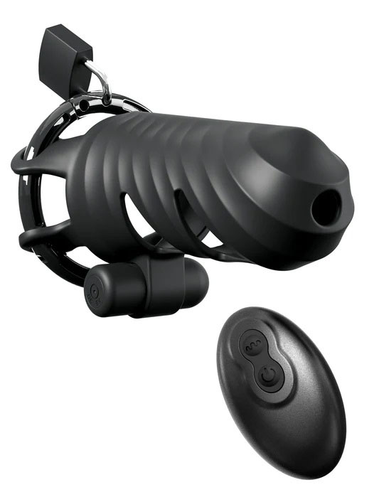 Fantasy C-Ringz Remote-Controlled Vibrating Cock Blocker - Black