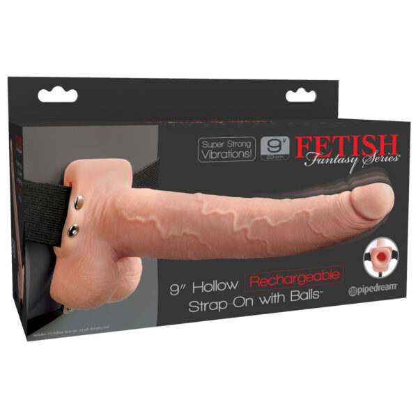 Fetish Fantasy Series 9 Inch Hollow Rechargeable Strap-on With Balls - Flesh
