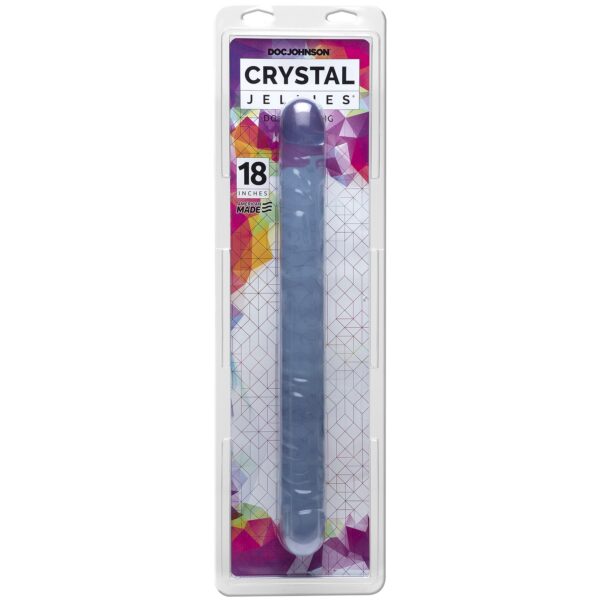 Doc Johnson's Crystal Jellies Double Dong is a soft and flexible variation of the original dong that started it all. This double-ended cock has the  traditional thickness and veiny texture we all know and love