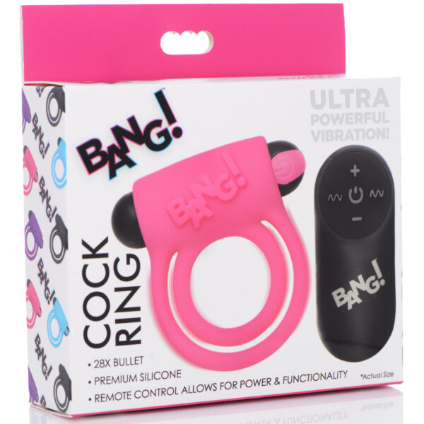 Bang - Silicone Cock Ring and Bullet With Remote Control - Pink