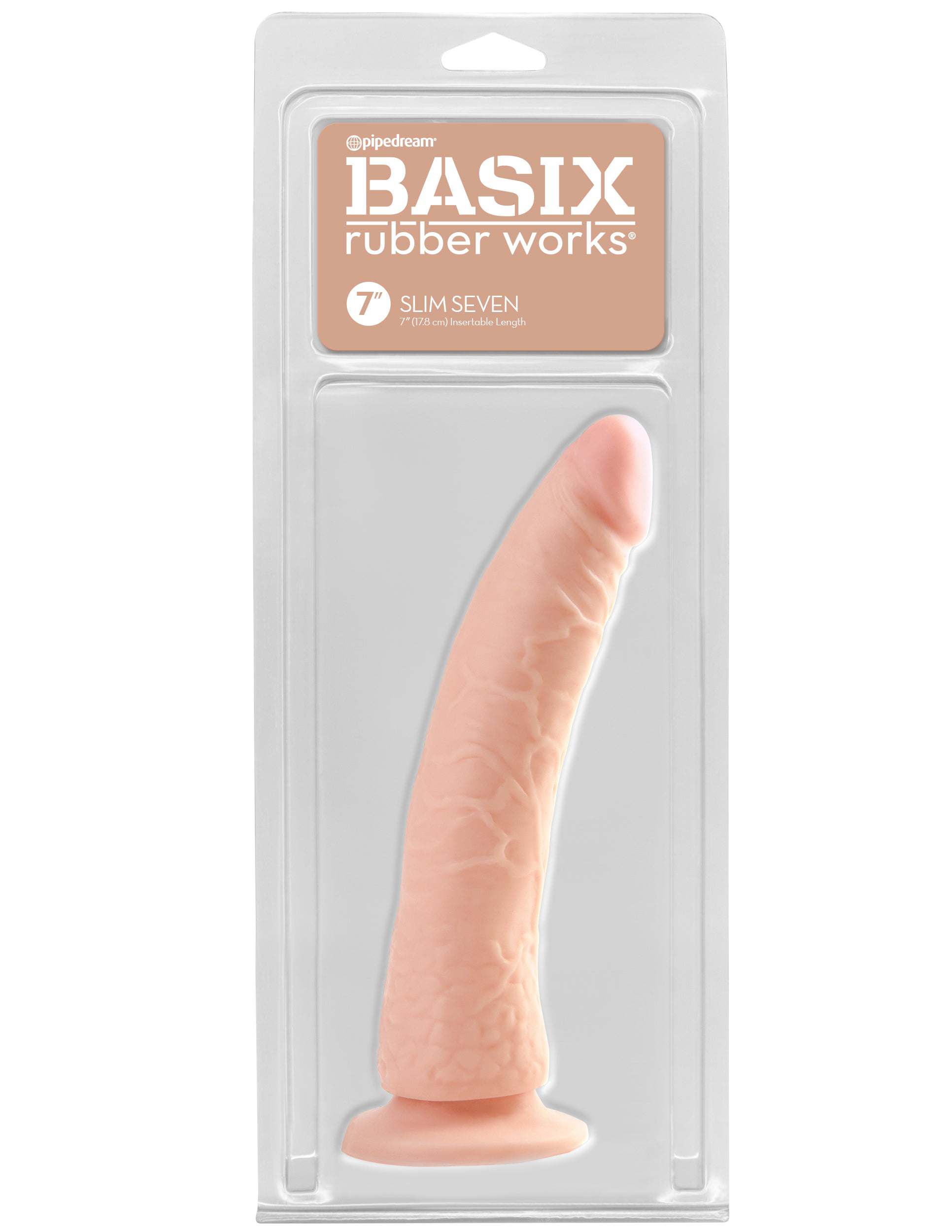 Basix dildos are soft and comfortable with flexibility that easily adapts to any of your favorite positions. The powerful suction cup sticks to most hard surfaces for hands-free fun and doubles as a sturdy base that is compatible with most strap-on harnesses. Insertable Length: 7" (17.8 cm)