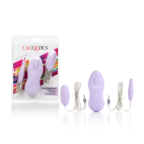 Powerful whisper quiet magic bullet and super-slim textured bullet have plug-in jacks for interchangeable use.