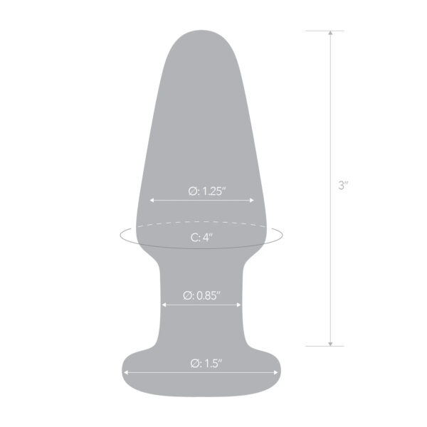 This basic butt plug style from the Glas line features a satisfying 3.5 inch siz e. Like other styles in the Glas line