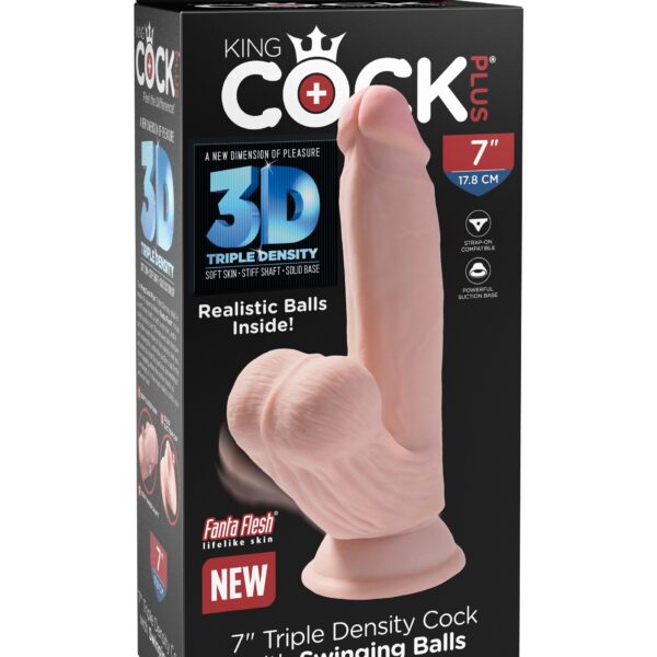 7 Inch Triple Density Cock With Swinging Balls - Light