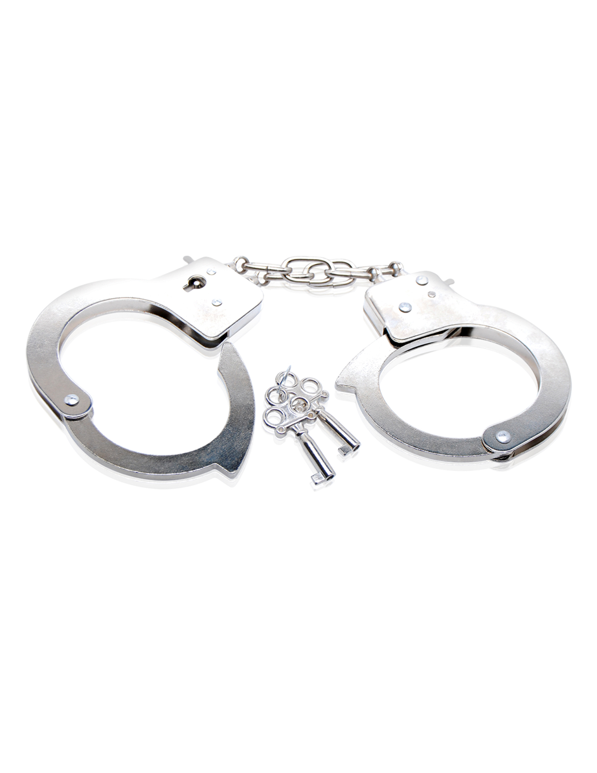 fantasy becomes reality! These metal cuffs are perfect for beginners and strong enough for any level of user. The locking mechanism has a quick-release button in case you lose the key