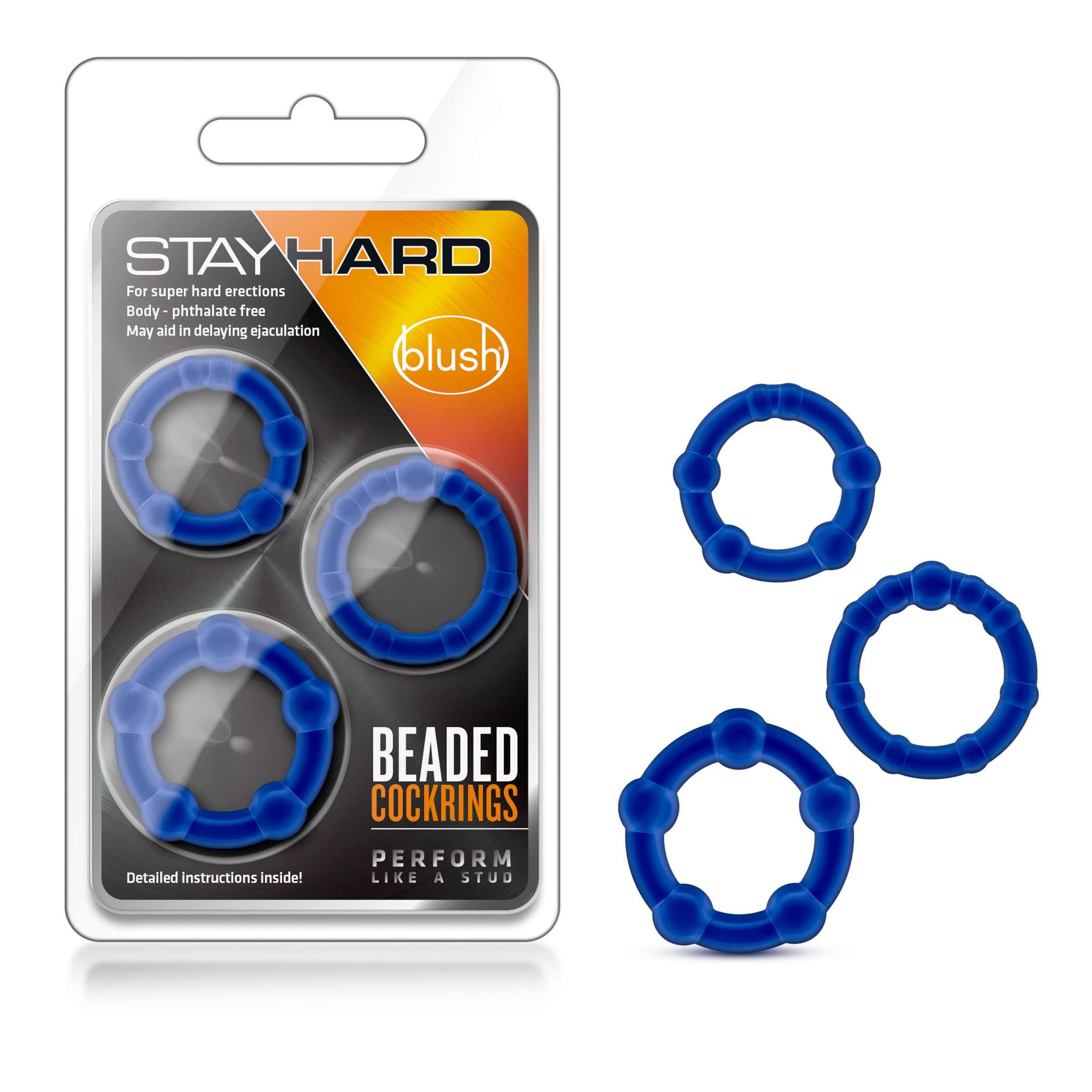 so you can use them individually or all 3 at once. The small ring is for maximum erections; the medium ring is for hard erections; the large ring can be used to encircle the upper part of your scrotum to help prevent premature ejaculation. They are made of body safe TPE