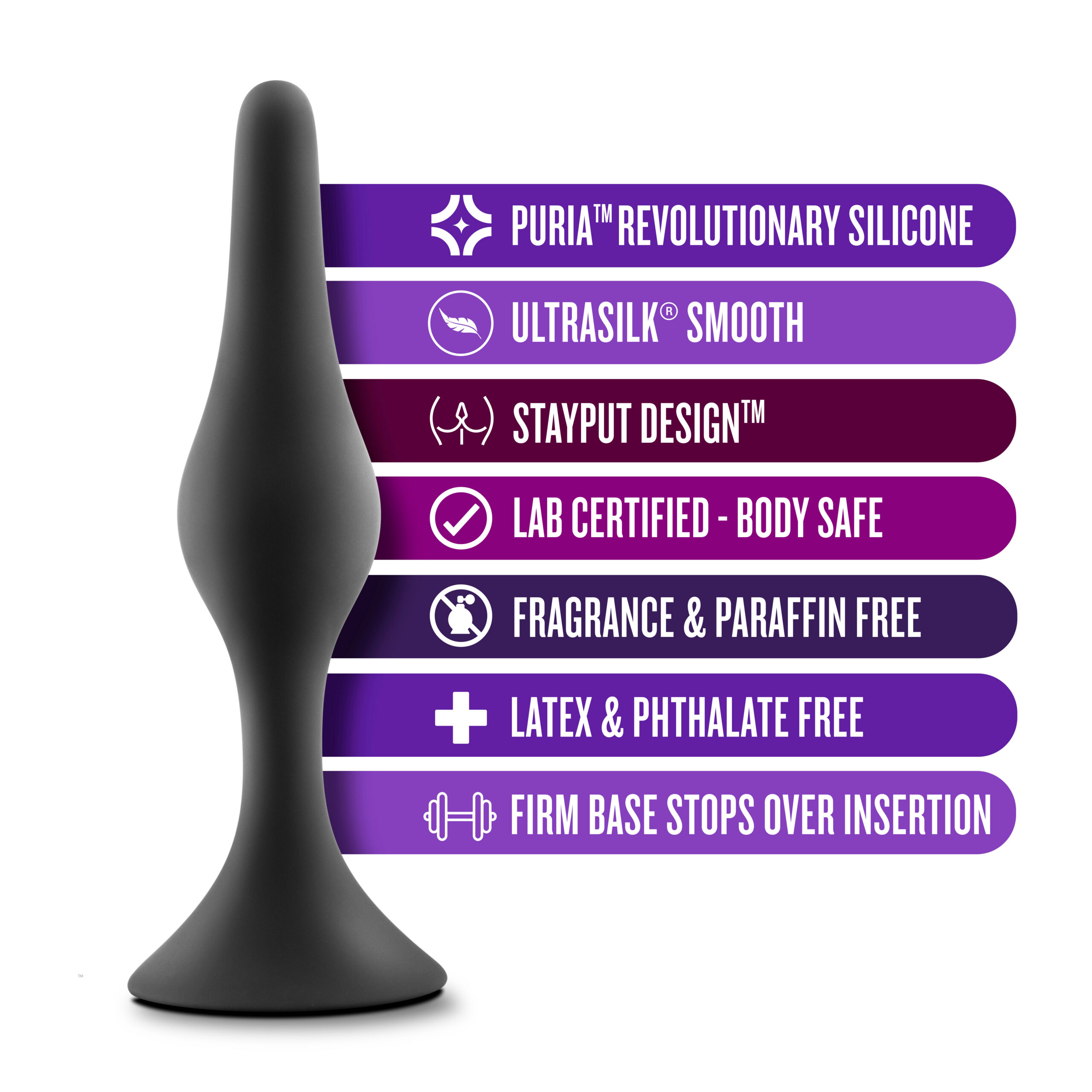Anal Adventures Platinum - Silicone Beginner Plug - Large - Black