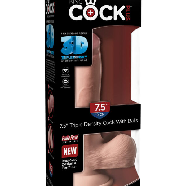 King Cock Plus Triple Density 7.5 Inch Cock With Balls - Flesh